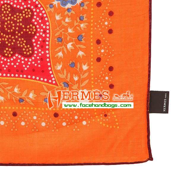 Hermes Cashmere Square Scarf HECASS 140 x 140 orange - Click Image to Close